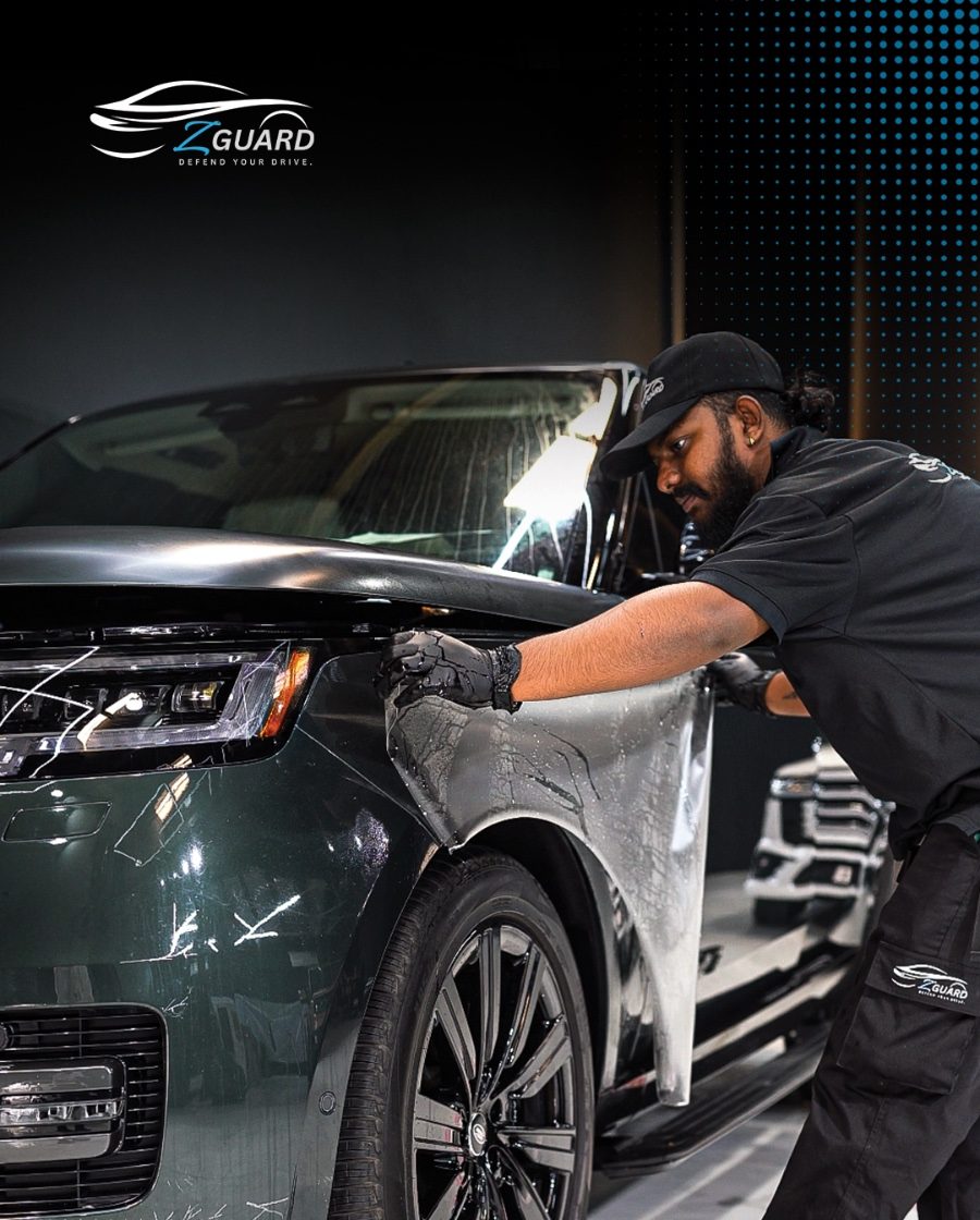ZGuard PPF installation process on luxury vehicle Dubai